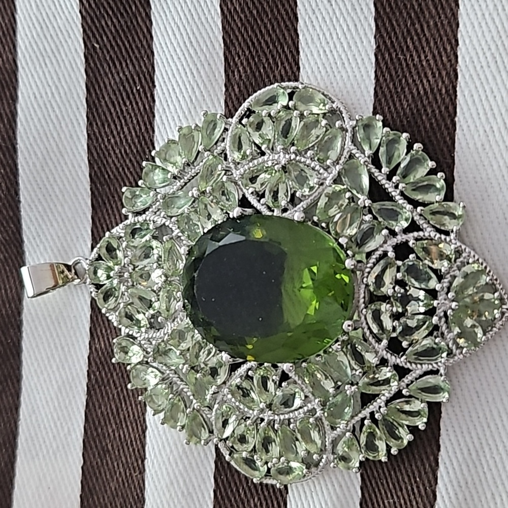 Jumbo Sterling Silver Peridot Pendant